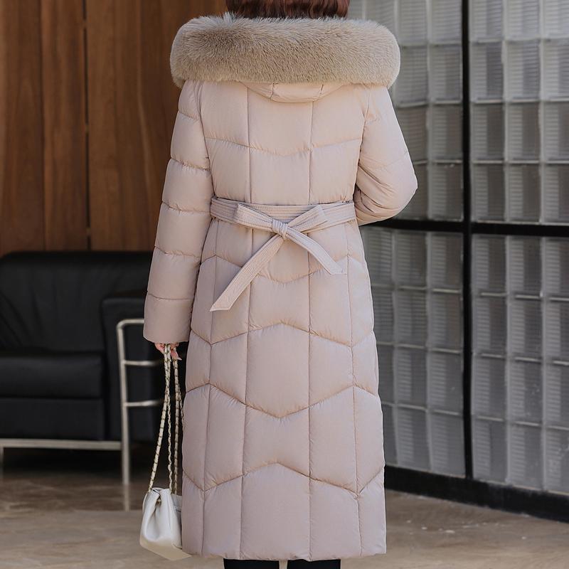 Большие размеры XL-6XL для женщин среднего возраста, длинные парки, зимние толстые теплые пальто с капюшоном, элегантные свободные женские куртки с воротником из искусственного меха