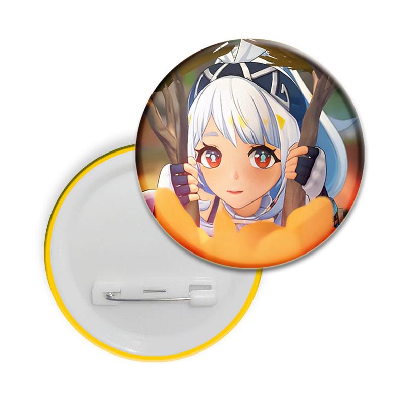 Anime Game Genshin Impact Mualani Soft Button Pins Character Kinich X Mualani Fanart Brooch Handmade Badge Fans Collection Gifts