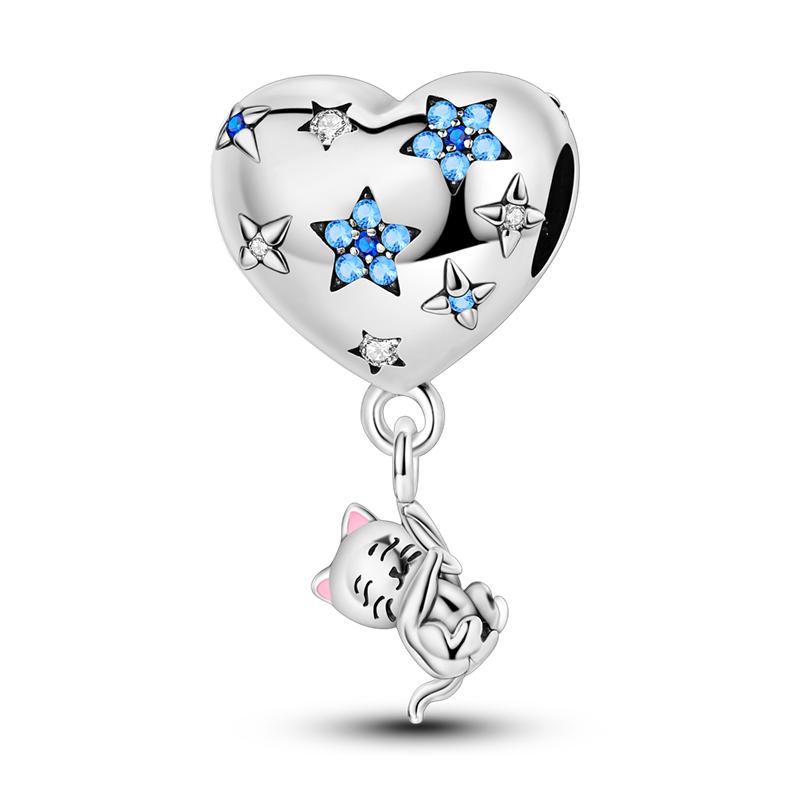 Exquisite Real 925 Silver Star Sun Moon Pandent Charms Beads Jewellery Fitted Original 925 Bracelet For Women DIY Gift Party