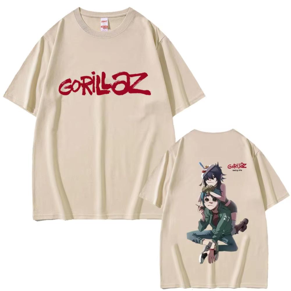 Футболка Gorillaz для фанатов рок-музыки, женская, повседневная, из мягкого хлопка, с круглым вырезом, топ, мужская, женская, хип-хоп, модная, винтажная, оверсайз, уличная одежда
