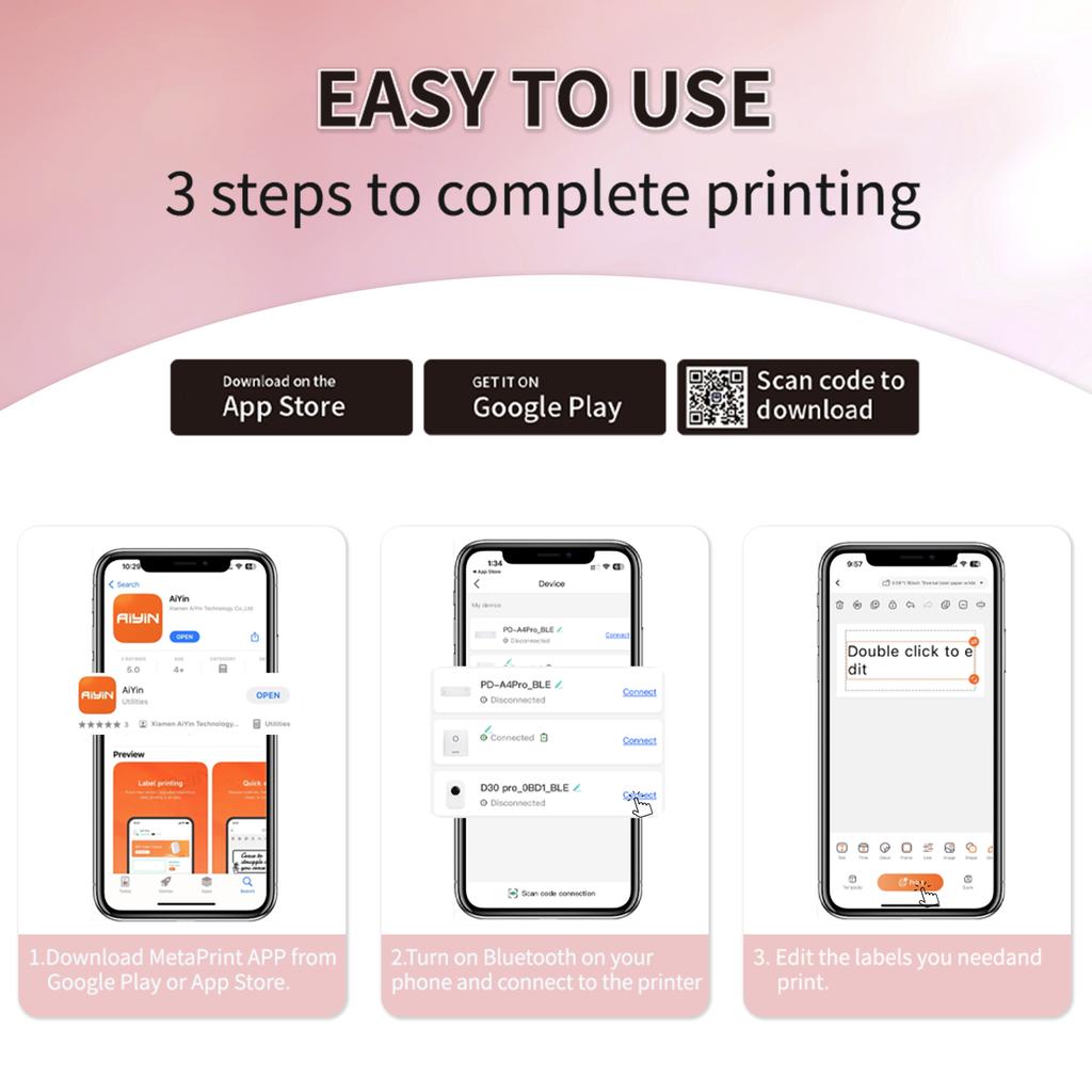 D30 PRO Принтер для этикеток Карманный смартфон Устройство для создания этикеток BT Беспроводная термопечать Поддержка 203DPI