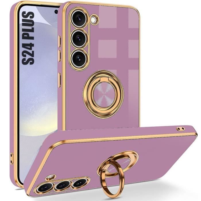 Coque - BOOLING - pour Samsung Galaxy S24 Plus - Protection Silicone Antichoc - Anneau Support - Violet