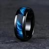 Кольца с инкрустацией из синего абалона для мужчин, 8 мм черные матовые мужские кольца из нержавеющей стали, свадебное украшение в подарок