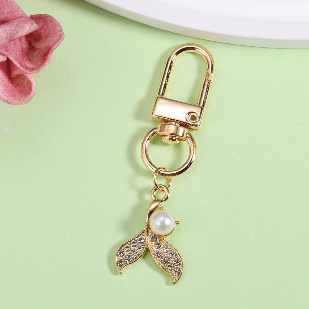 Блестящий хрустальный жемчуг Брелок Снежинка Бохо Металлический брелок из цинкового сплава Кольцо для ключей для женщин Детей Рождественские аксессуары Ключница
