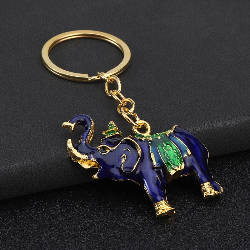 Elephant Keychain Vintage Creative Colorful Animal Pendant for Car Bag Decoration Cute Girls Accessory