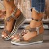 Fashion Ethnic Wedge Sandals Women's 2025 Summer New Beach Platform Non-slip Beaded Roman Shoes