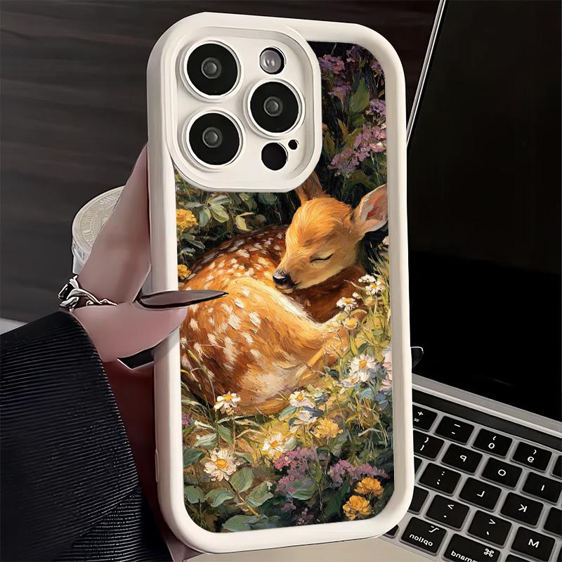 Чехол для телефона iPhone 17 Air 16E 15 16 Pro Max Олень Лось Животное Чехол 14 Plus 13 12 Mini Мягкий Силиконовый Fundas