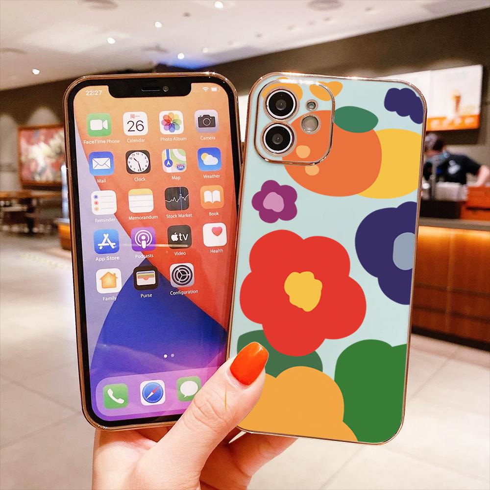 Красочные печатные узоры с квадратным краем корпуса с покрытием корпуса телефона Роскошное покрытие Мягкий чехол для телефона для iPhone Motorola Moto OnePlus Samsung