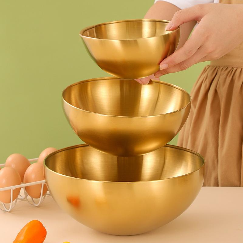 Набор из 3 мисок для салата из нержавеющей стали, термостойкие, прочные, кухонные миски для смешивания с мерными отметками для выпечки и смешивания