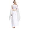 Womens Ancient Greek Beauty Dress V Neck Sleeveless Gold Trims Toga Greece Roman Queen Cosplay Costume