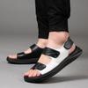 2024 Новые Летние Мужские Высококачественные Популярные Пляжные Туфли из Коровьей Кожи Мужские Повседневные Нескользящие Черные Белые Сандалии с Двойной Пряжкой