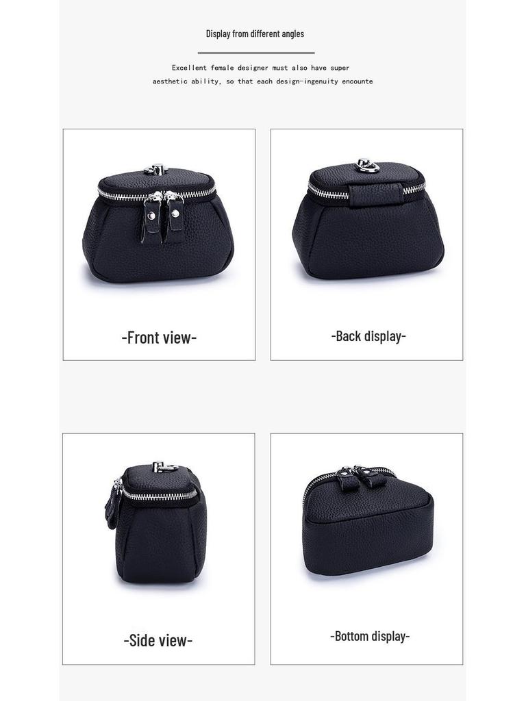 Компактный кошелек для монет из коровьей кожи высшего качества: Стильный чехол-ожерелье для помады, косметики или наушников