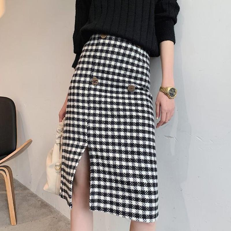 Women Striped Plaid Skirt 2Color S-2XL Ladies Office Short Skirts