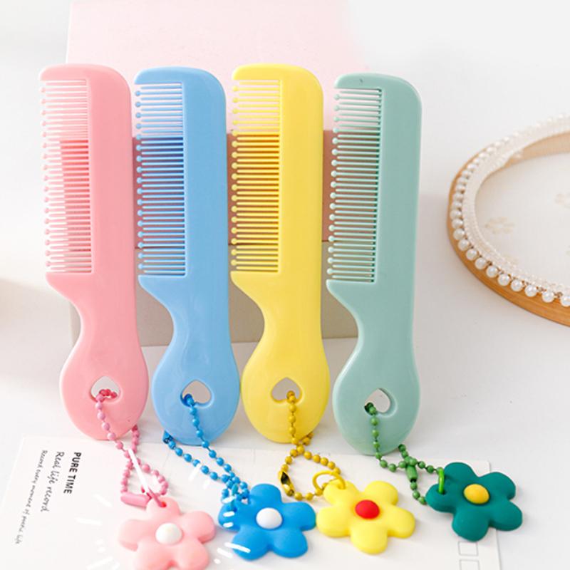 Милый мультяшный цветок животное цветная расческа для волос портативная мини карманная расческа