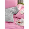 White Square Anthracite Single Duvet Cover Set With Rubber Sheet And 1 Pillow Case