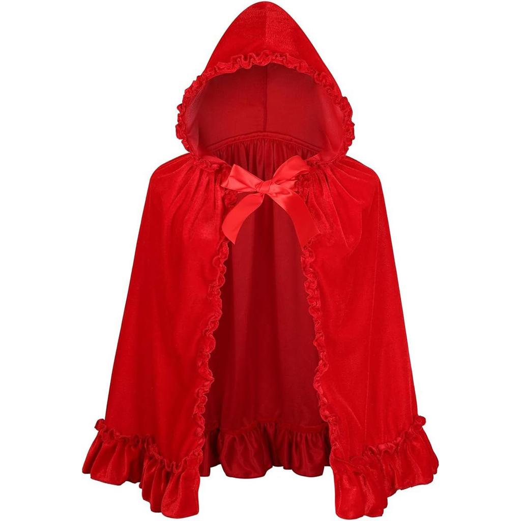 Красное Вино Кейп Короткий Кейп С Рюшами Кружево Плиссированное Кружево Кейп С Капюшоном Бархат