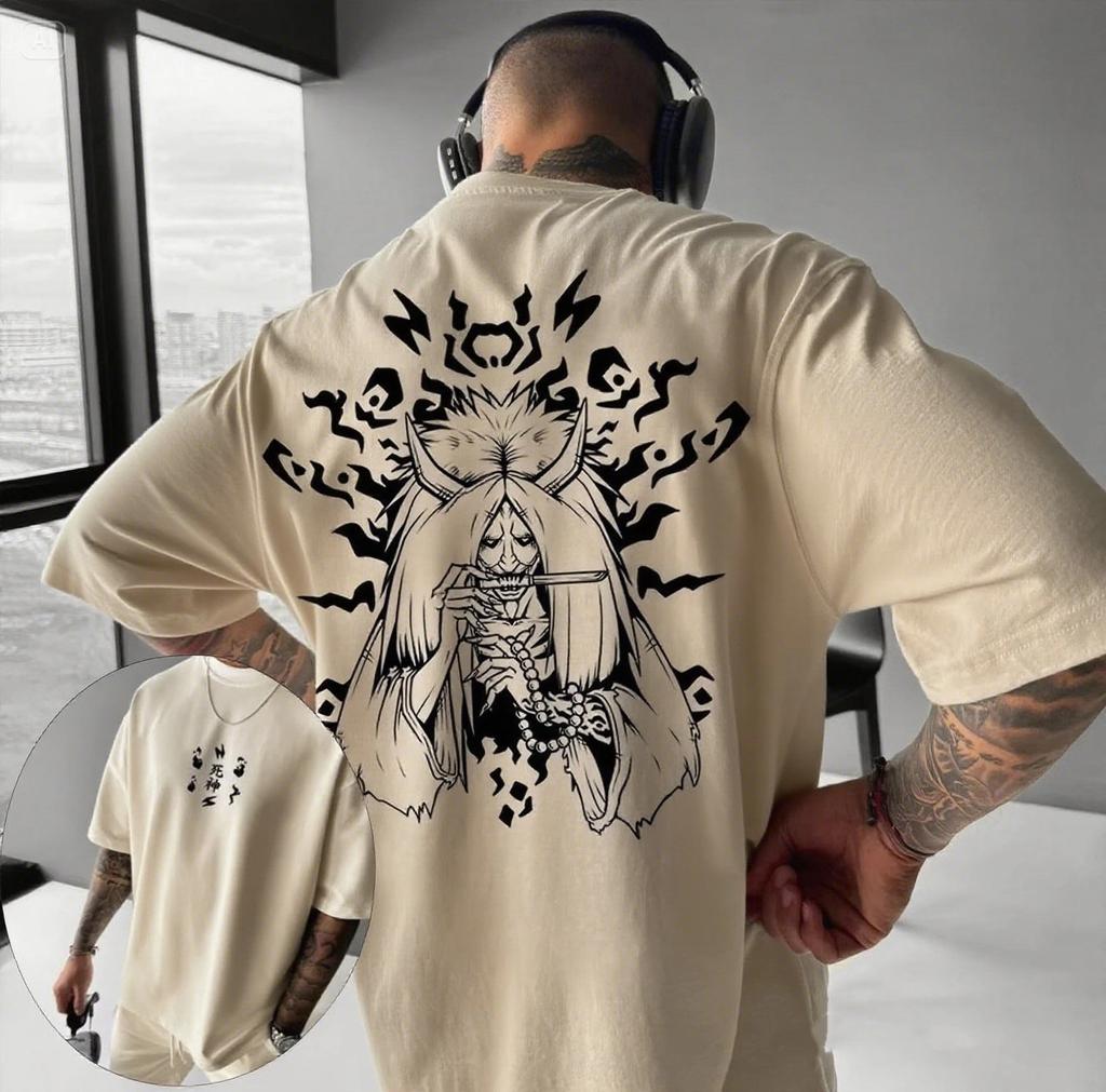 Мужская футболка с коротким рукавом и круглым вырезом из 100% чистого хлопка с принтом персонажа ужасов из японского аниме "Наруто", уличная одежда