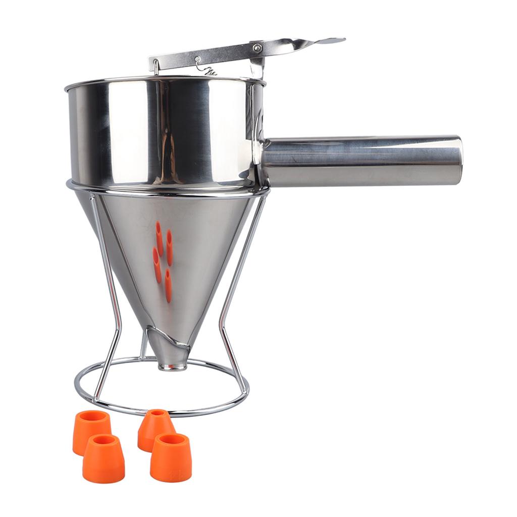 Batter Dispenser Stainless Steel Pancake Batter Dispenser with 18mm 4PCS Silicone Mouth for Pancakes Cupcakes