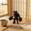 Маленькая статуэтка бульдога, 3D-печатная фигурка для фитнеса, современная мускулистая статуэтка собаки со штангой, черная скульптура, для декора дома, офиса, стола