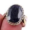 Natural Blue Sunstone Gemstone 925 Solid Silver Jewelry Two Tone Ring 8.5US V6I17