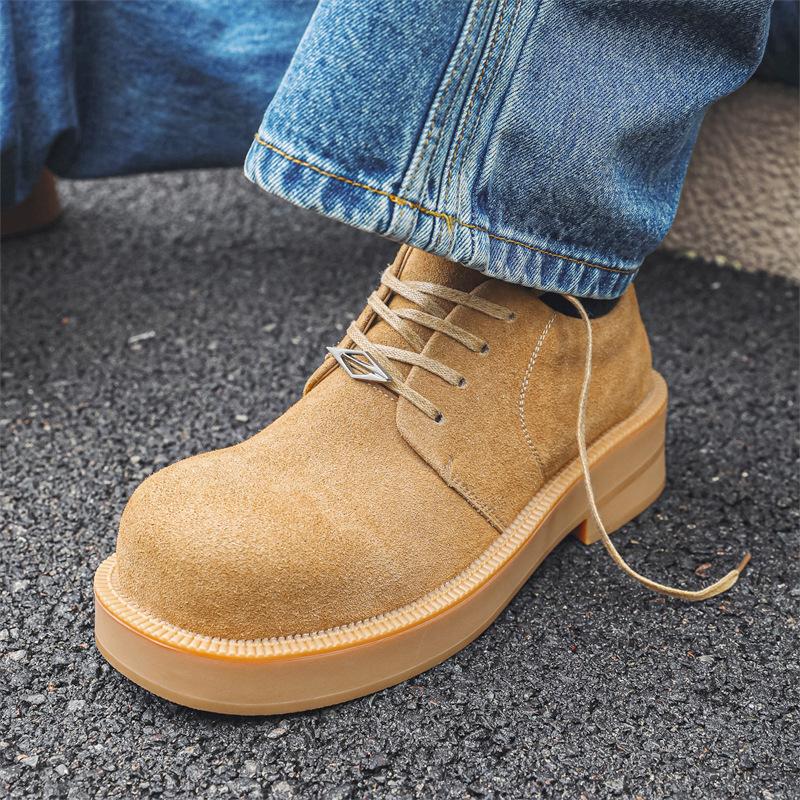 2024 New Rhubarb Leather Shoes Japanese Mickey Derby Shoes Men's Casual Tooling Trend Single Shoes 57321-J