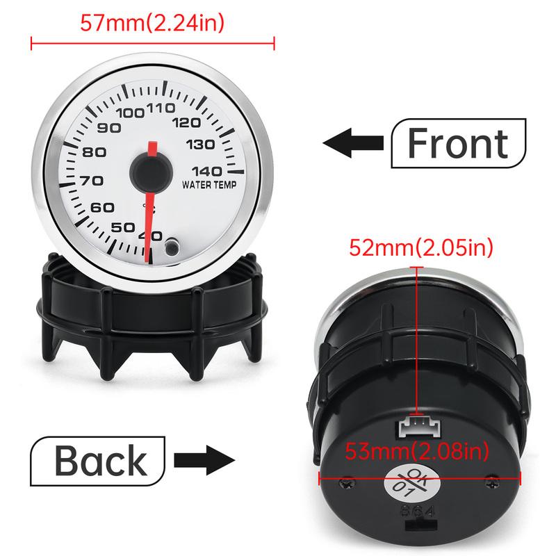 52mm Car Water Temperature Gauge + 10mm Water Temp Sensor 7 Colors Backlight 40~140 Celsius Water Temp Meter Thermometer