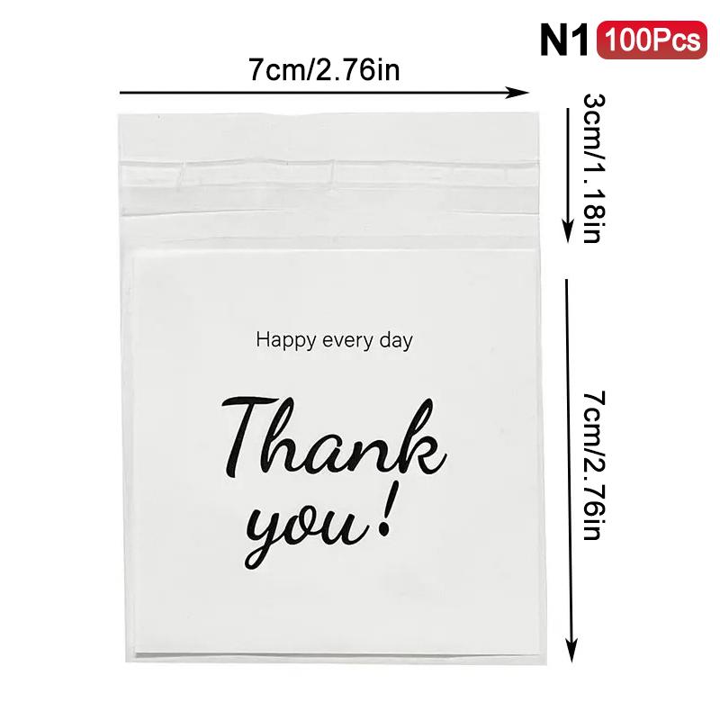 100 Pcs Mini Small Cute Thank You Package Button Biscuit Packaging Machine Sealing Cookie Snack Candy Sugar Bags