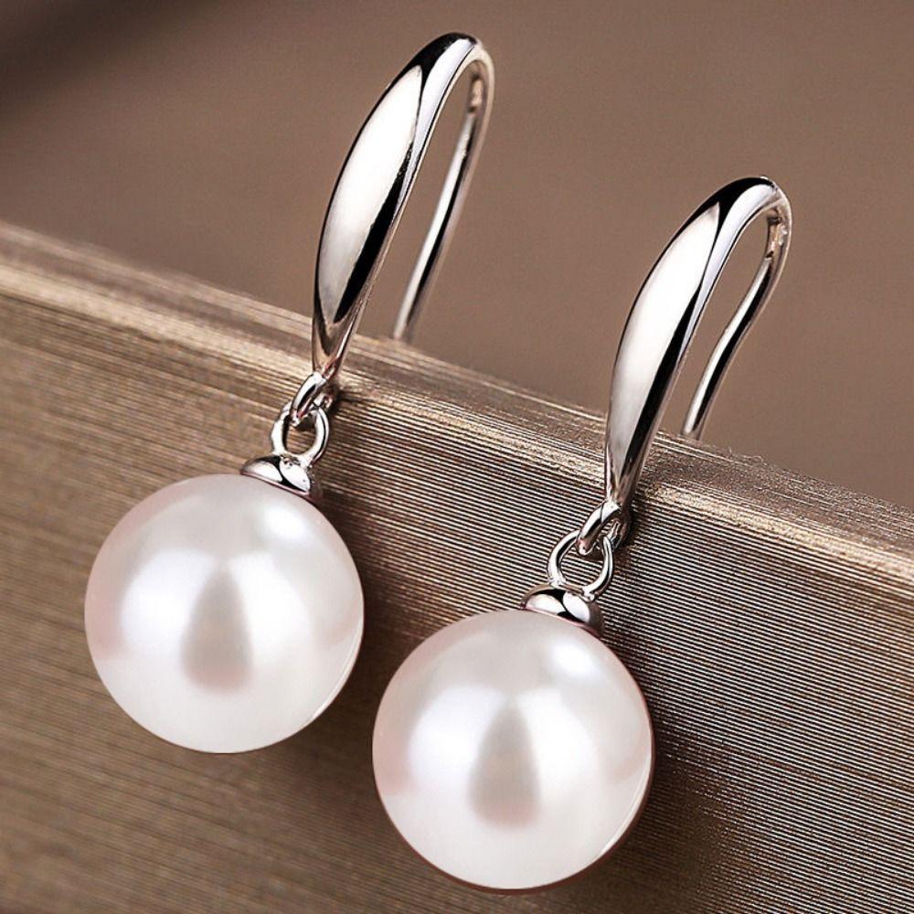 Ball Shape Long Earrings Simulation Freshwater Pearl Ear Hook Exquisite Drop Earrings  Ear Jewelry