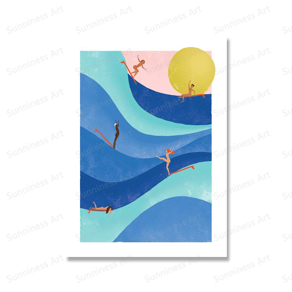 Women Surf Posters Lady Sliders Women Empowerment Wall Art Canvas Painting Prints California Sun Pictures For Living Room Decor