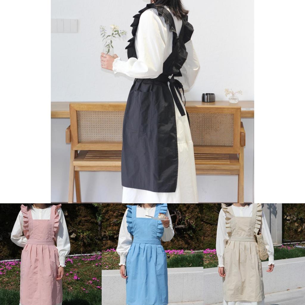 Ruffled Crossback Apron For Baking And Cooking With Waterproof Cotton Material