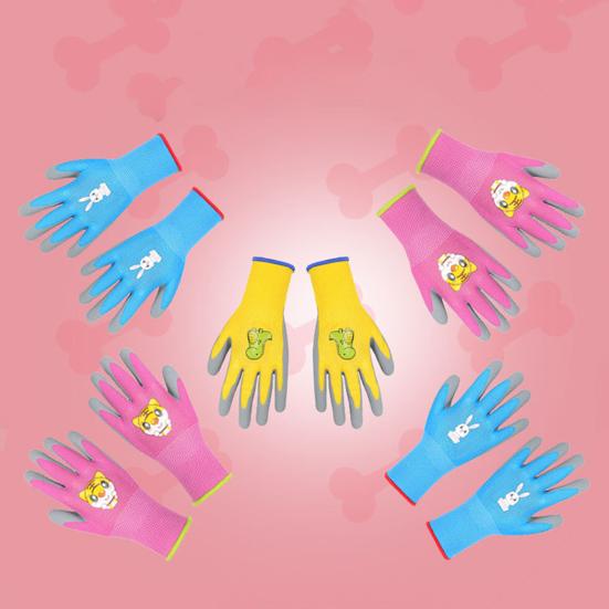 Yousheng 1 пара детских садовых перчаток с мультяшным рисунком, износостойкие, устойчивые к проколам, плотно прилегающие, нескользящие резиновые рабочие перчатки