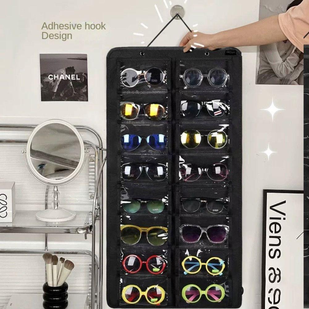 16 Slots Sunglasses Storage Hanging Bag Visible Glasses Display Rack Sunglasses Organizer  Bedroom
