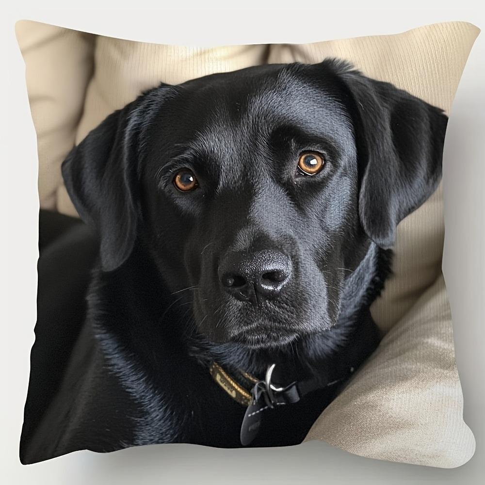 Cute Black Labrador Retriever Printed Pillowcase for Pet Lovers! Sofa Cushion Cover, Home Room Dormitory Decoration, 2D Printing