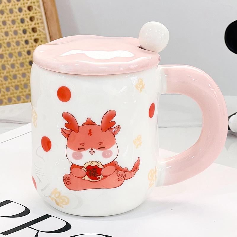 Family Suit Rabbit Ceramic Cup High Value Straw Cup with Lid Cute Cup Souvenir Gift Cup