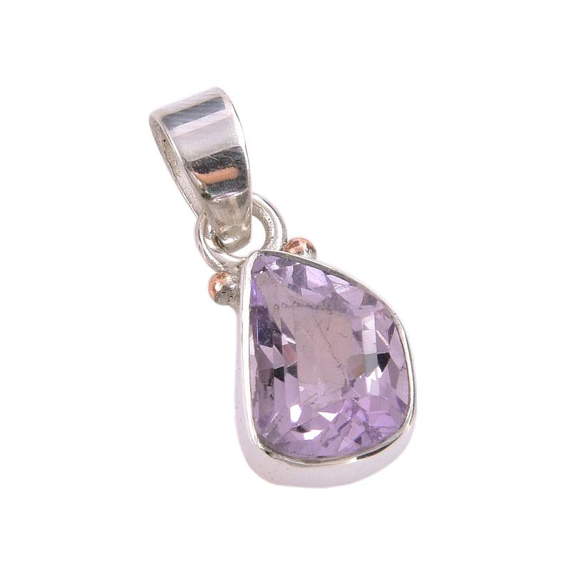 Natural Pink Amethyst Gemstone 925 Solid Sterling Silver Jewelry Pendant 1" K5I62