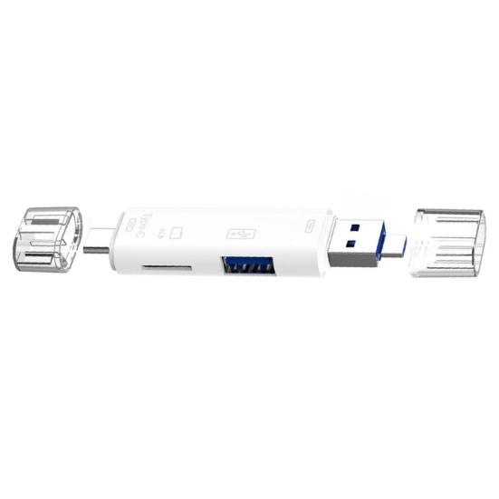 Устройство чтения карт Plug Play Высокоскоростное устройство чтения карт памяти 5-в-1 USB 3.0 Type-C TF для компьютера