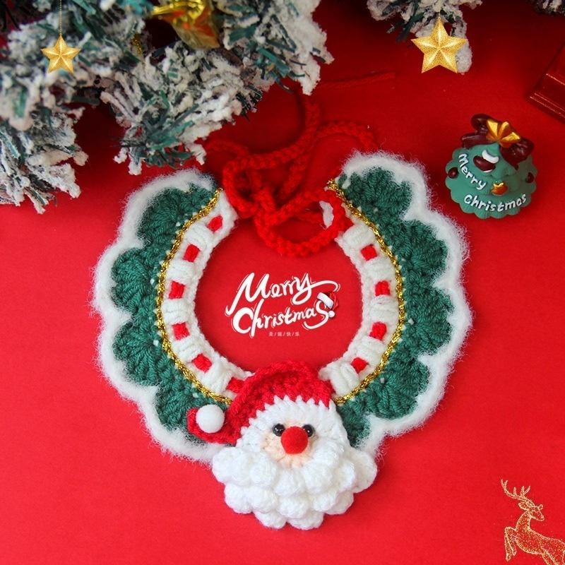 Cute Christmas Pet Scarf - Hand-Knitted Collar for Cat Dog Xmas Tree Decor Accessories