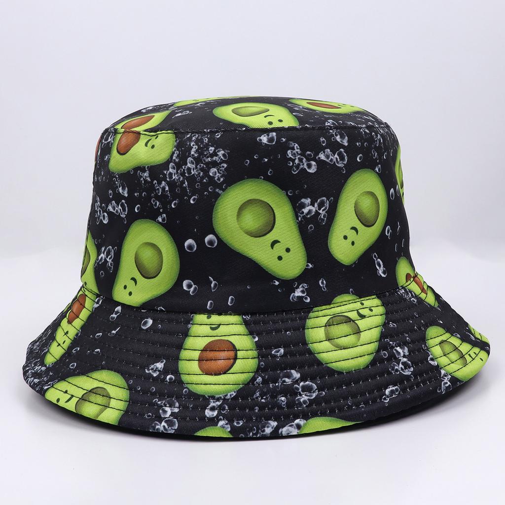 Digital printed fruit double-sided bucket hat outdoor travel sunshade sunscreen men and women pot hat