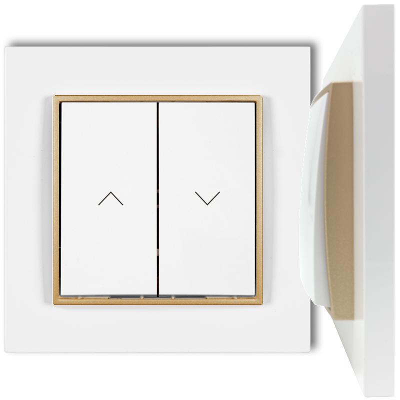 Roller blind switch with frame karlik mini, white/gold