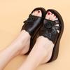 Модные туфли с бантом, кожаные римские женские тапочки и сандалии, танкетка, черные шлепанцы, 39, VIP, распродажа, дизайнерская обувь класса люкс