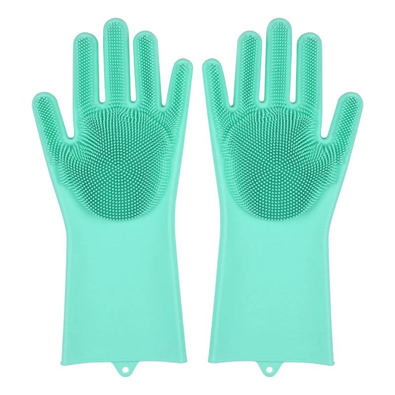 Dishwashing Cleaning Gloves Silicone Rubber Sponge Glove Household Scrubber Kitchen Clean Tools BPA Free