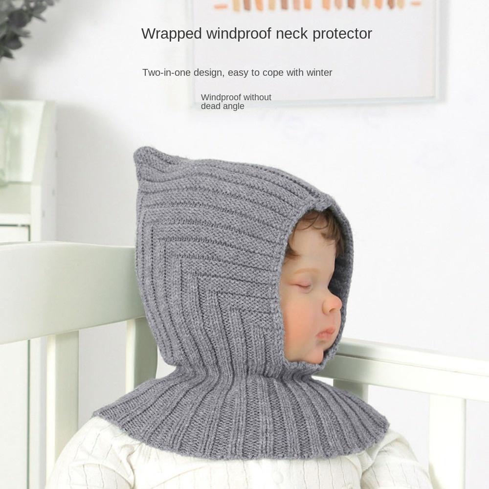 Knitted Baby Beanies Windproof Collar Pullover Cap Hot Sale Hat and Scarf Integrated Outdoor