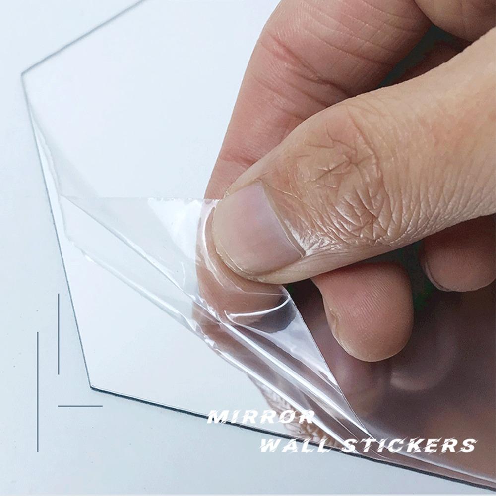 12pcs 3.15×2.76×1.57in Hexagon Mirror Wall Sticker Acrylic Self-adhesive Mirror Tile Office