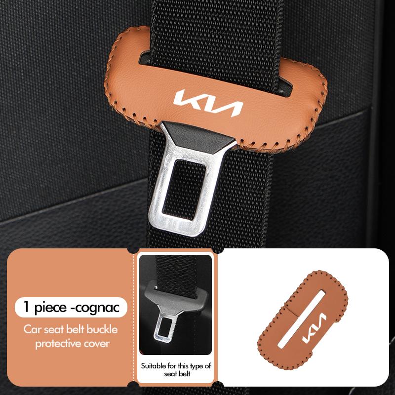 AAOJ1 2pcs Car Seat Belt Buckle Cover Leather Anti Scratch Protector For KIA Stinger Optima Cerato Soul Venga Forte Spectra Sedona
