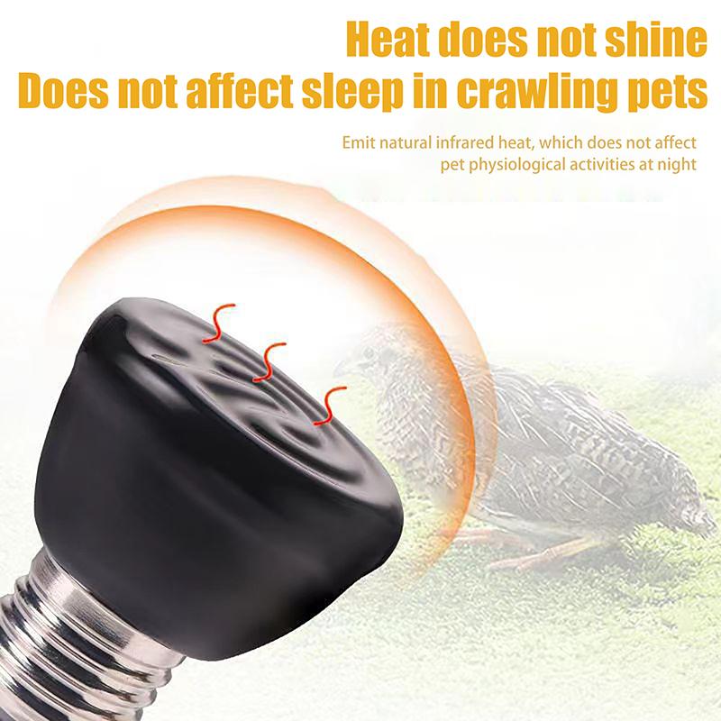 1 шт. 220-240 В Лампа инфракрасного обогрева Черная керамическая E27 Обогревательная лампа для питомцев Брудер Цыплята Черепаха Ящерица Рептилия Свет 20-80 Вт