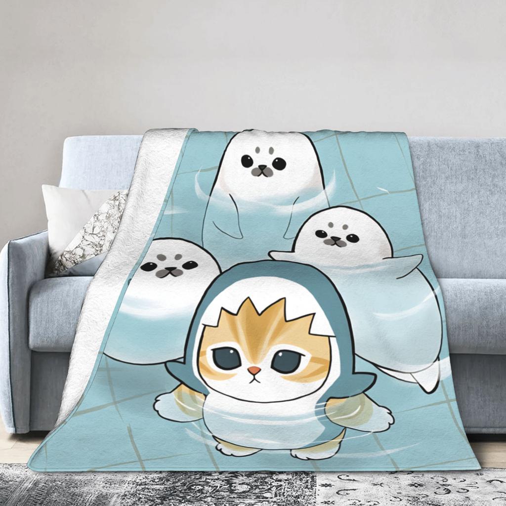 Mofusand Flannel Blanket Autumn Super Warm Throw Blanket for Kids Adult Home Decor Funny Bedspread Sofa Bed Cover
