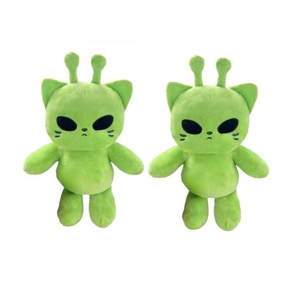 Green Kitten Plushie Dolls PP Cotton Space Cat Plushie Kids Toy Alien Cat Plush Toy for Friends