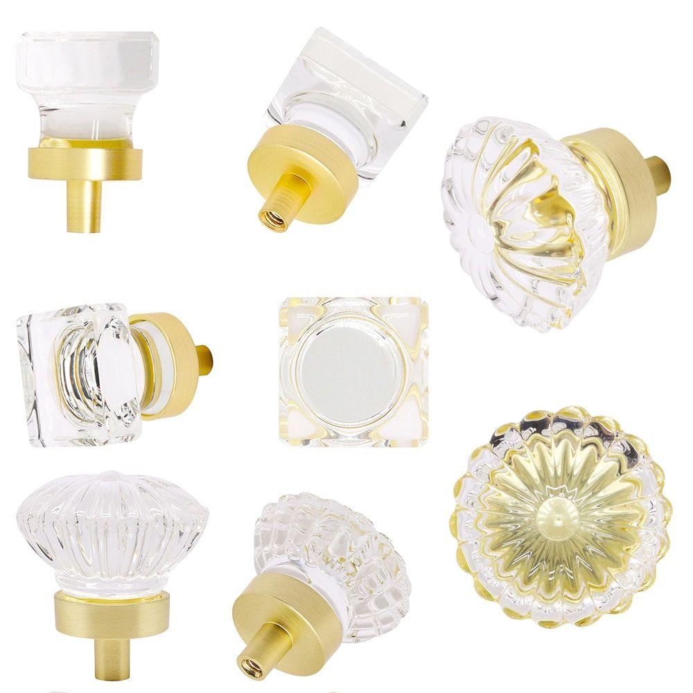 Золотисто-серые прозрачные хрустальные мебельные ручки Прочные Превосходный дизайн Хрустальные ручки Мебельная ручка для комода для кухни ванной