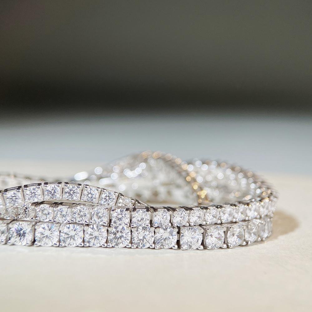 Браслет из серебра 925 пробы с муассанитом цвета D для мужчин и женщин