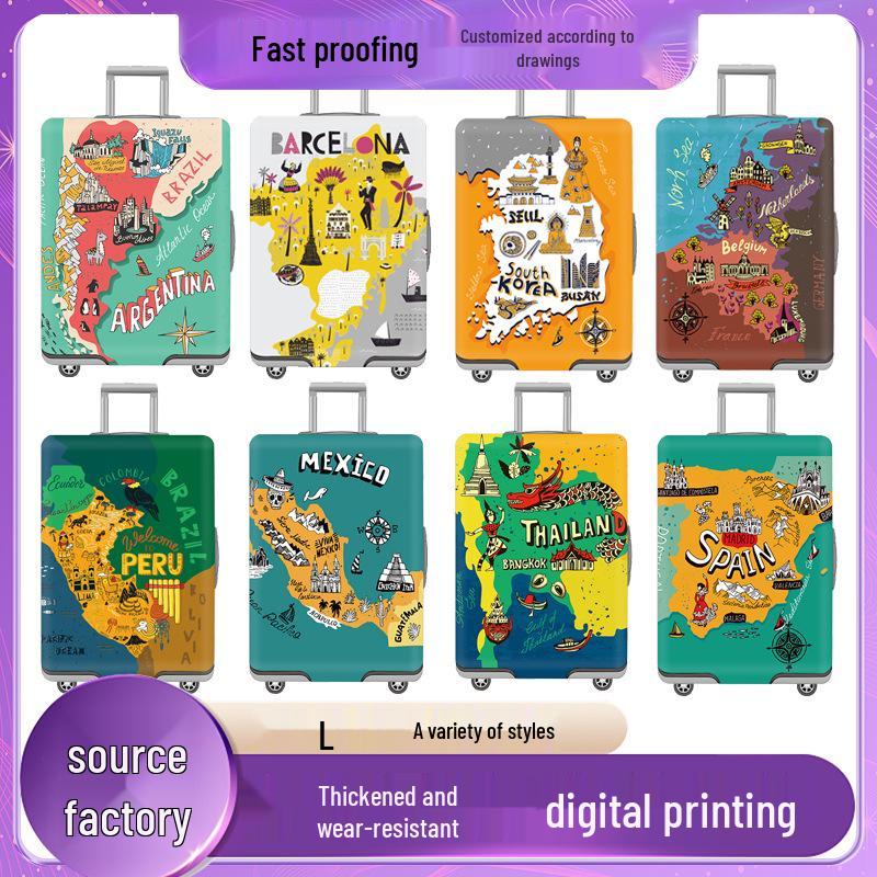 Индивидуальный эластичный чехол для чемодана, утолщенная защита от пыли с напечатанным изображением